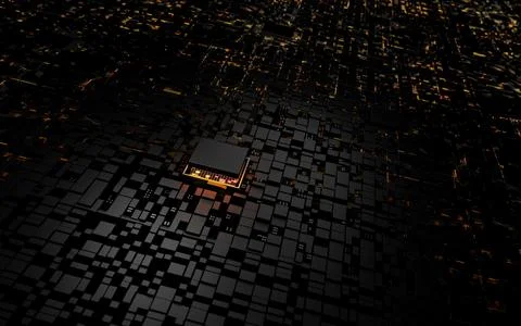 3D rendering microprocessor CPU chipset central processor unit on the illumin Stock Illustration