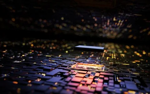 3D rendering microprocessor CPU chipset central processor unit on the illumin 写真素材