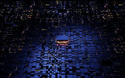 3D rendering microprocessor CPU chipset central processor unit on the illumin Stock Photos