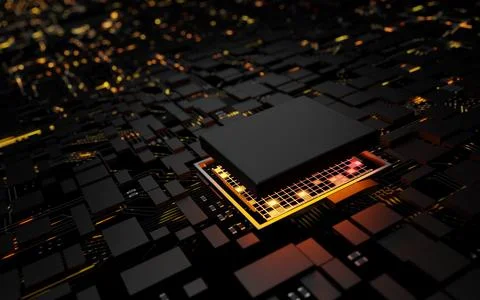 3D rendering microprocessor CPU chipset central processor unit on the illumin 스톡 사진