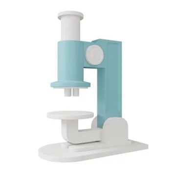 3d rendering of Microscope, 3d icons, pastel minimal cartoon style  isolated Stock Illustration