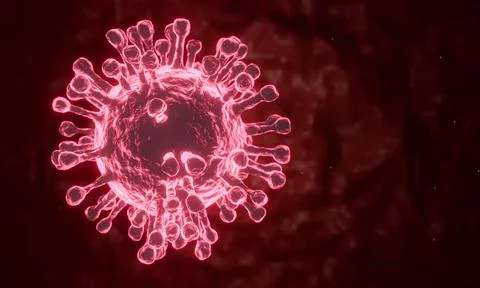 3D rendering Microscope cells Coronavirus 2019 closes up, looking at the micr Stock Illustration