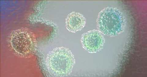 3D Rendering Microscope View Corona Novel Covid 19 Virus Chromatic Color 4K Vidéo 125843541
