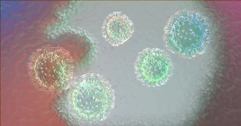 3D Rendering Microscope View Corona Novel Covid 19 Virus Chromatic Color Stock Illustration