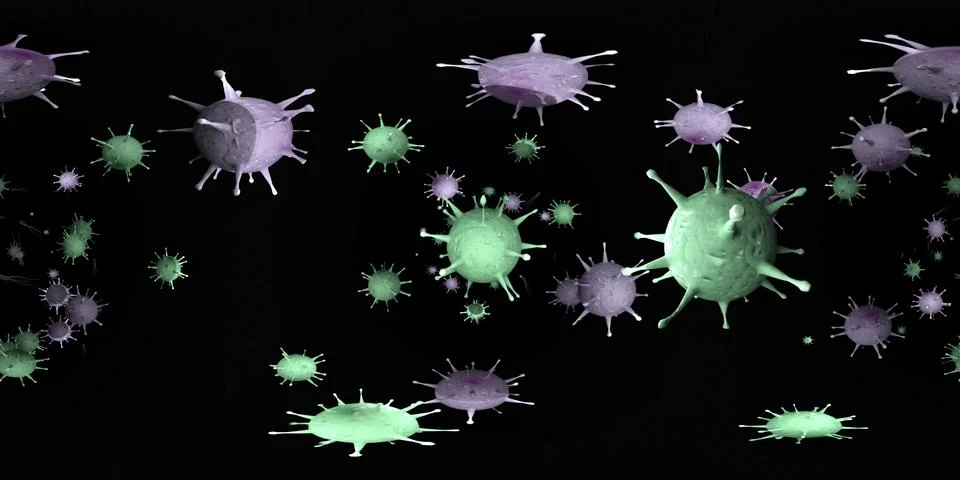 3d rendering Microscope virus- bacteria close up.  Equirectangular  360 VR im 스톡 일러스트