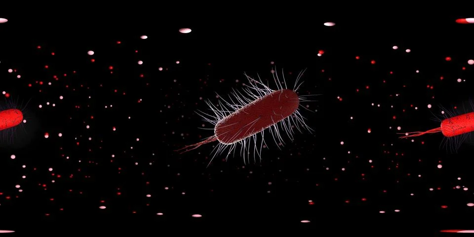3d rendering Microscope virus- bacteria close up.  Equirectangular  360 VR im 스톡 일러스트