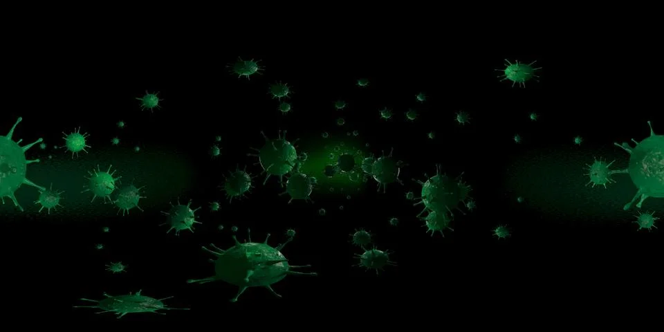 3d rendering Microscope virus- bacteria close up.  Equirectangular  360 VR im 库存插图