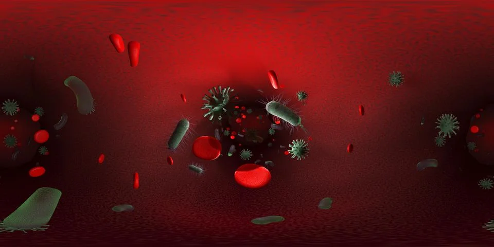 3d rendering Microscope virus bacteria close up.  Equirectangular  360 VR ima 库存插图