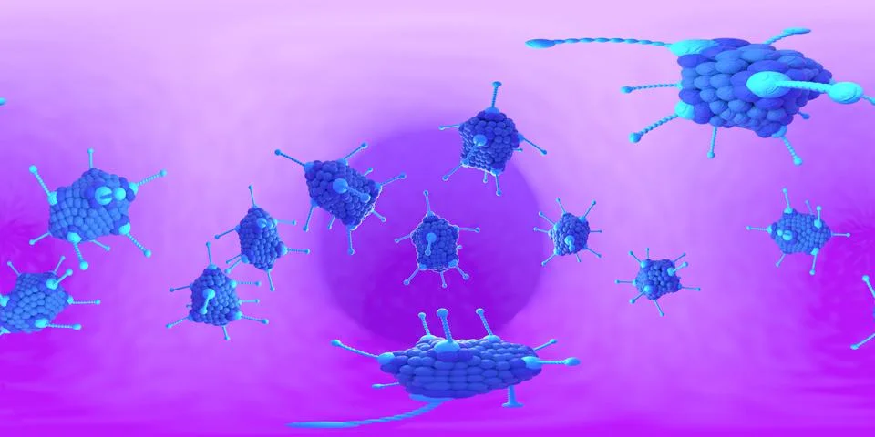 3d rendering Microscope virus- bacteria close up.  Equirectangular  360 VR im Illustration