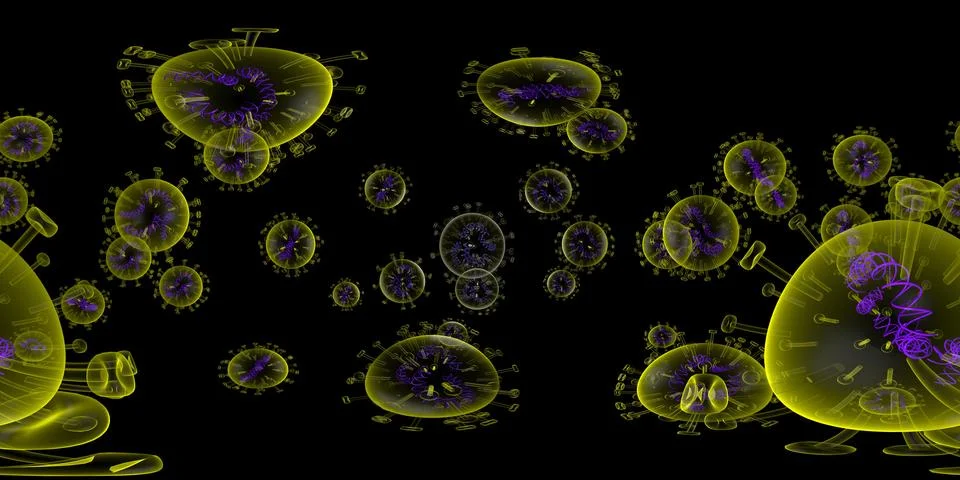 3d rendering Microscope virus- bacteria close up.  Equirectangular  360 VR im 스톡 일러스트