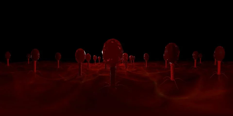 3d rendering Microscope virus- bacteria close up.  Equirectangular  360 VR im 库存插图