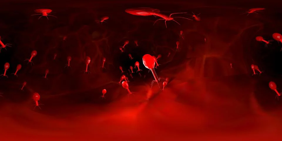 3d rendering Microscope virus- bacteria close up.  Equirectangular  360 VR im イラスト素材