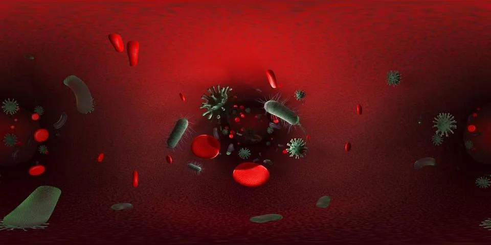 3d rendering Microscope virus bacteria close up. Equirectangular 360 VR im... Stock Photos