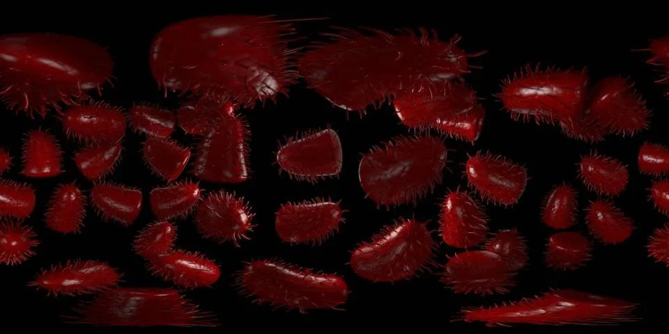 3d rendering Microscope virus- bacteria close up. Equirectangular 360 VR i... Stockfoto's
