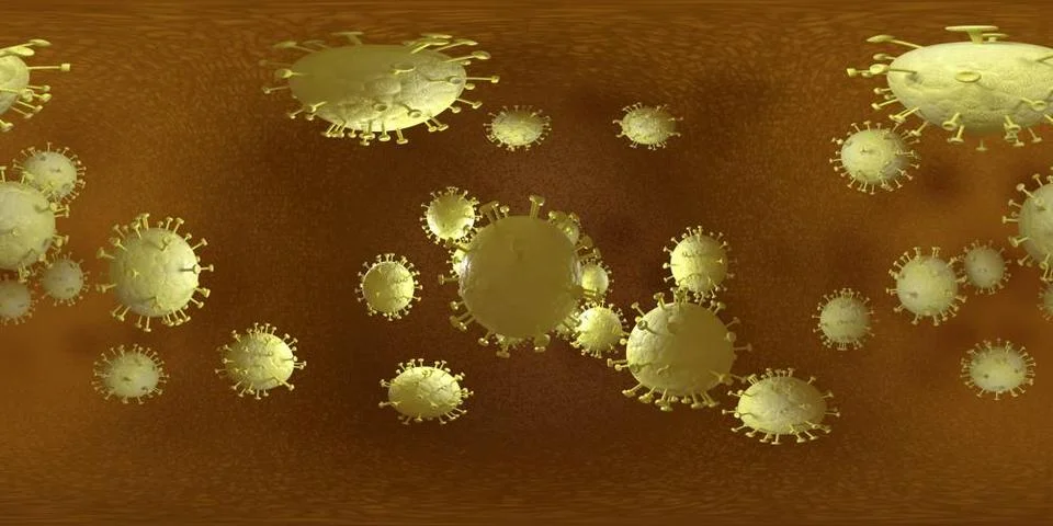 3d rendering Microscope virus- bacteria close up. Equirectangular 360 VR i... Stock-Fotos