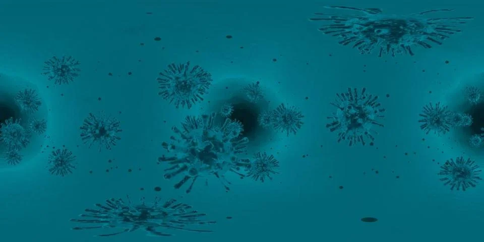 3d rendering Microscope virus- bacteria close up. Equirectangular 360 VR i... Stock Photos