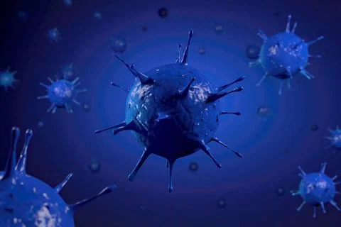 3d rendering Microscope virus close up. 3d illustration viruses causing in... 库存照片
