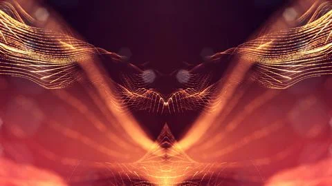 3d rendering. Microworld or sci-fi theme. Background of glowing particles that Illustrazione stock