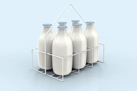 3D rendering of milk bottles for delivery 스톡 일러스트