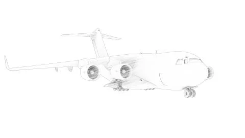 3d rendering of a millatary cargo plane isolated in white background Stock Illustration