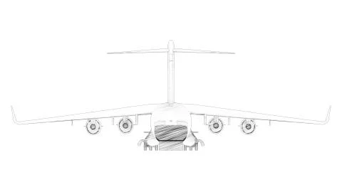 3d rendering of a millatary cargo plane isolated in white background Stock Illustration