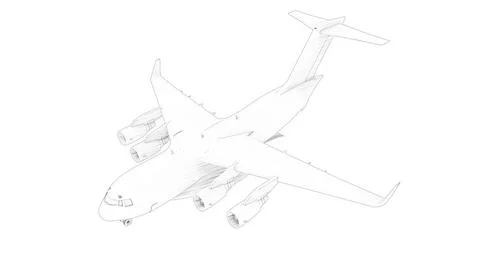 3d rendering of a millatary cargo plane isolated in white background 3d re... Stock Photos