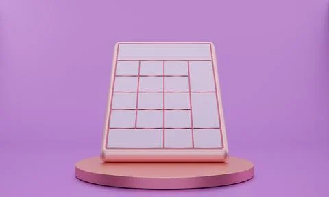 3D rendering mini Calculator minimal on the pink cycle podium on a pink bac.. Foto stock