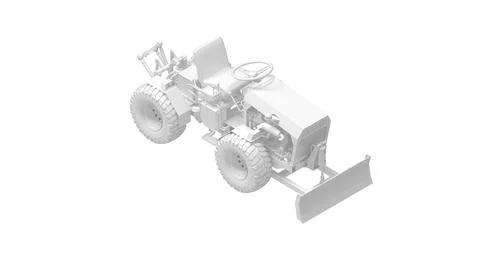 3D rendering of a mini tractor work vehicle machinery computer model working Illustrazione stock