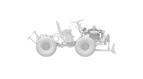 3D rendering of a mini tractor work vehicle machinery computer model working Illustrazione stock