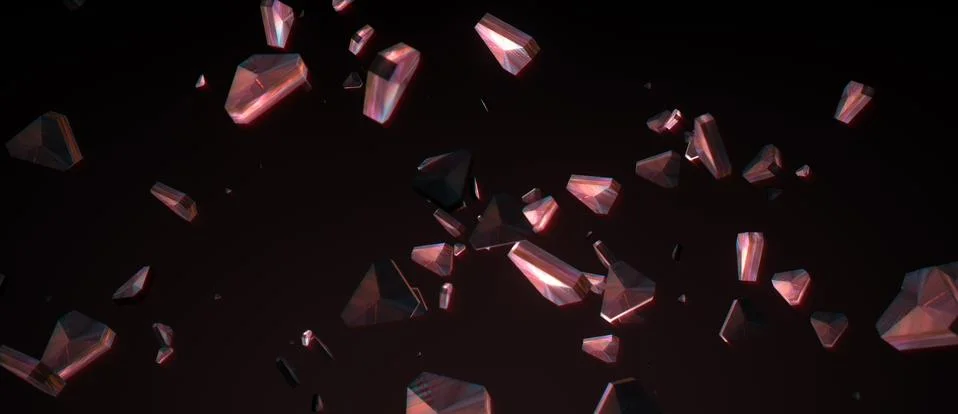 3D rendering of minimal abstract scene with many polygon geometric objects Stock Illustration