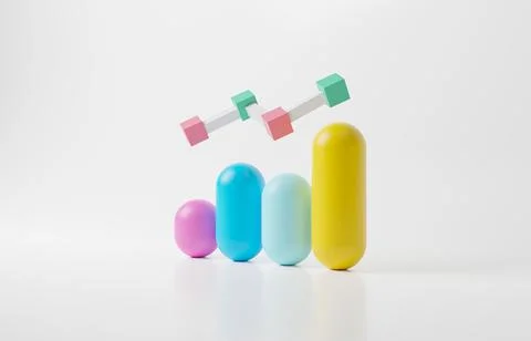 3d rendering minimal Growth or increase concept. Success up achievement busin Illustrazione stock