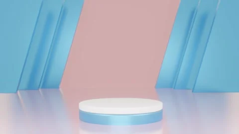 3d rendering of minimal scene of blank podium with blue background Stock Footage 288795965