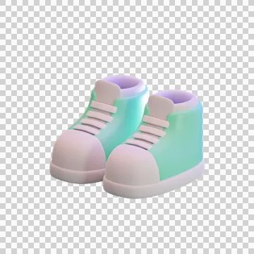 3d rendering of minimal Shoes or Sneakers on display for mockup and Plant o.. Stock Illustration