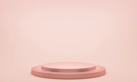 3D rendering minimal showcase on the pink or cream color cycle stand podium.. Foto stock