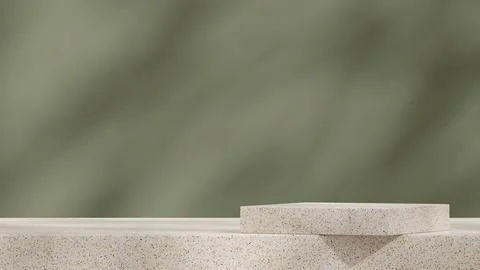 3d rendering of Minimal terrazzo and concrete texture podium steps on gray backg Illustrazione stock