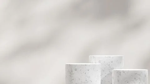 3d rendering of Minimal terrazzo and concrete texture podium steps on gray backg Illustrazione stock