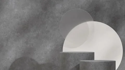 3d rendering of Minimal terrazzo and concrete texture podium steps on gray backg Illustrazione stock