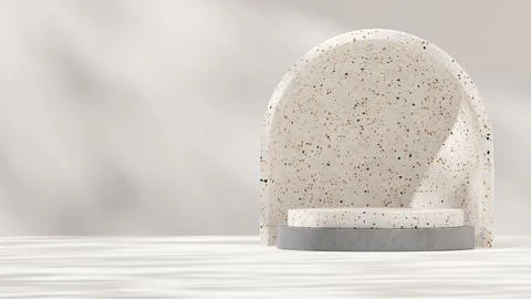 3d rendering of Minimal terrazzo and concrete texture podium steps on gray backg Illustrazione stock