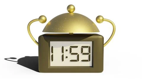 3D rendering of a mixed vintage-digital alarm clock Иллюстрация