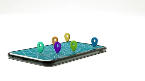 3D Rendering mobile smartphone with destination target pointer Stock Footage 130938157