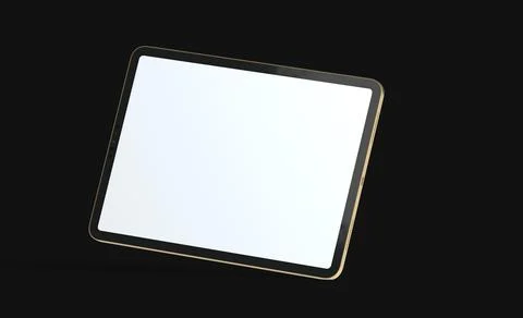 A 3D rendering of mobile tablet with blank screen isolated on a black backgro Stock Illustration