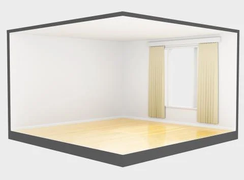 3d rendering mock up of light room with window and curtain. Stock Illustration