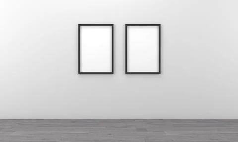 3D rendering of mockup frames on a white wall 스톡 일러스트