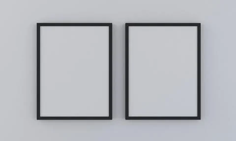 3D rendering of mockup frames on a white wall Stock Illustration