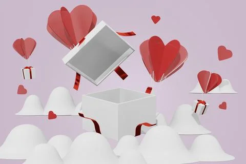 3d rendering mockup illustration design of the present box with empty copypac イラスト素材