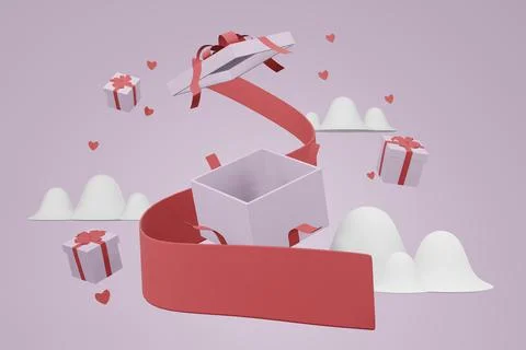 3d rendering mockup illustration design of the present box with empty copypac Illustrazione stock