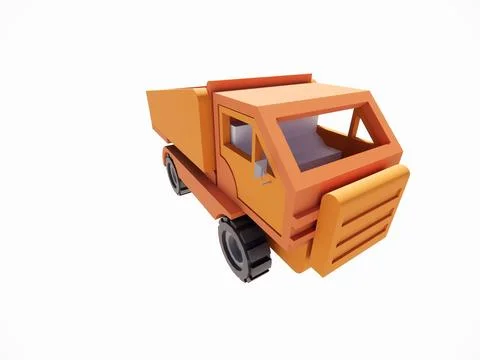 3D rendering model of a brownish orange wooden toy truck Stock Photos