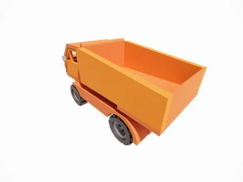 3D rendering model of a brownish orange wooden toy truck Stock Photos