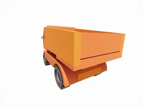 3D rendering model of a brownish orange wooden toy truck Stock Photos