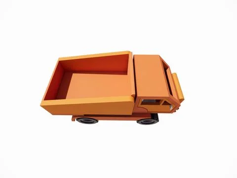 3D rendering model of a brownish orange wooden toy truck Stock Photos